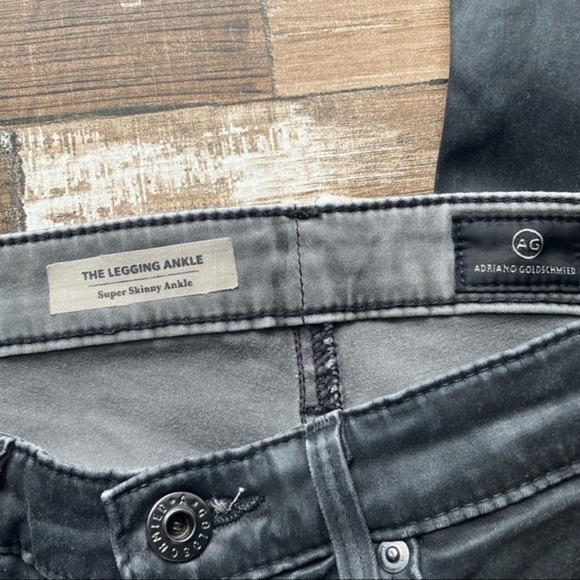 AG The Leatherette Legging Ankle Vintage Leatherette Light Black - Size 25 - Picture 4 of 8